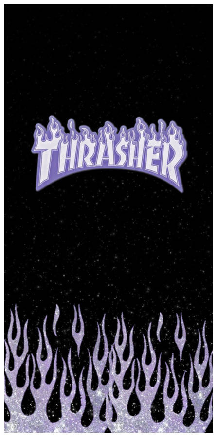 Purple Flaming Thrasher Logo Wallpaper