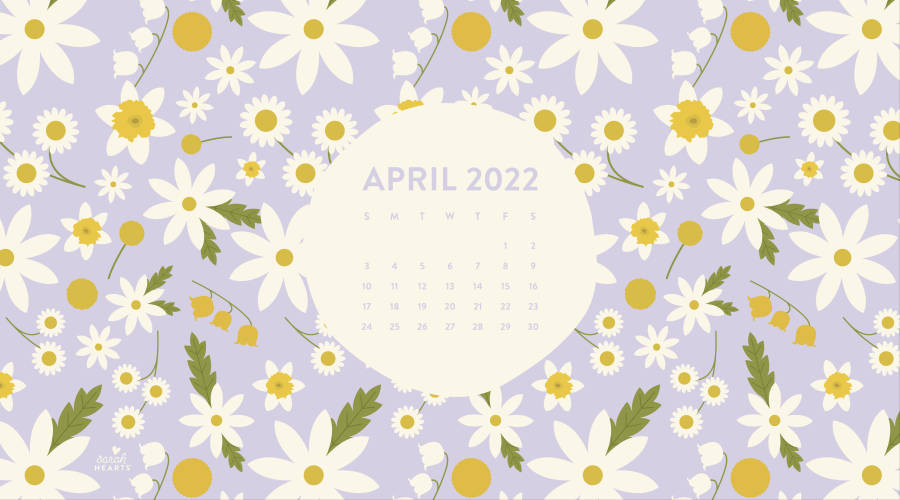 Purple Flowers April 2022 Calendar Wallpaper