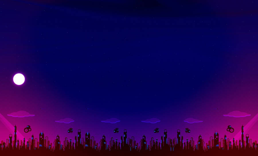 Purple Futuristic City Vector Art Wallpaper