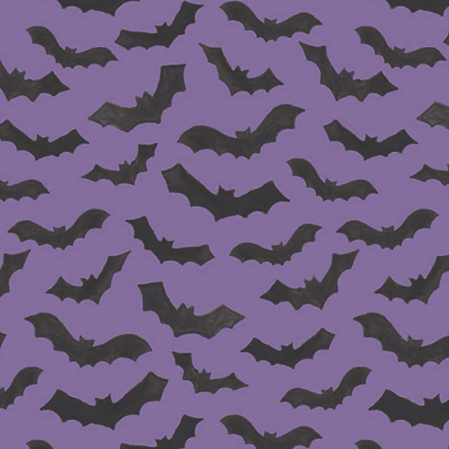 Purple Gothic Bat Pattern Wallpaper
