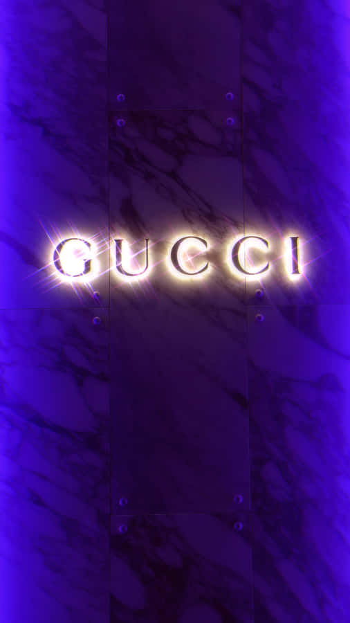 Purple Gucci Sparkling Wordmark Wallpaper