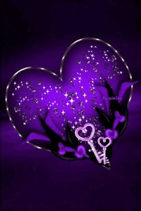 Purple Heart Wallpaper Two Heart Keys Wallpaper