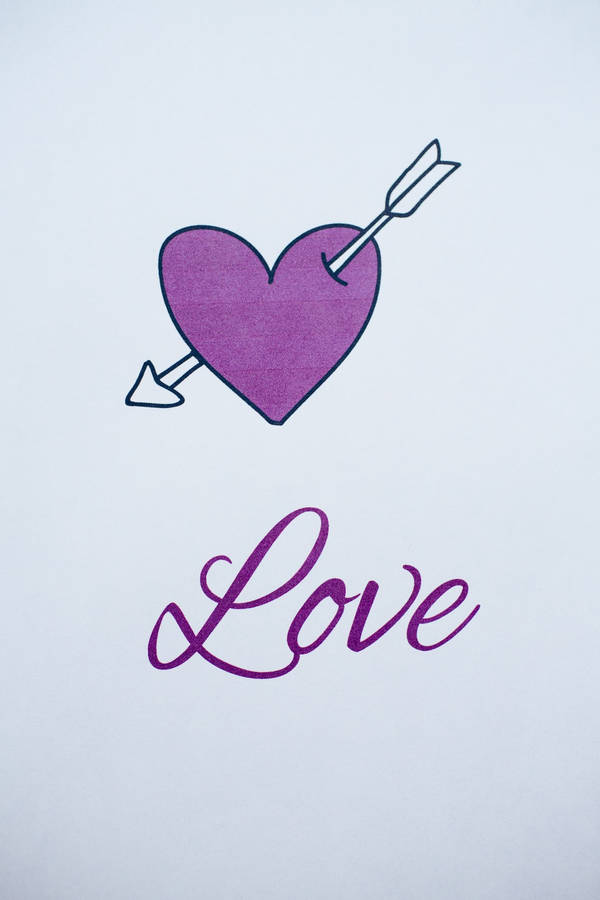 Purple Heart With Arrow Love Drawing Art Wallpaper