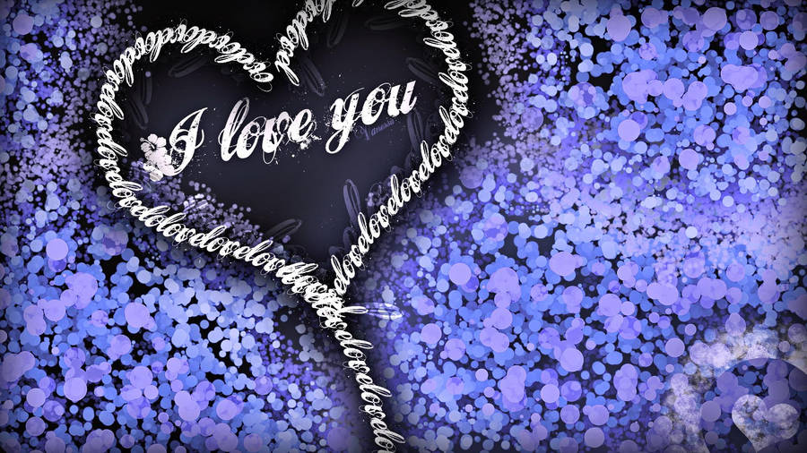 Purple Hearts And White Heart I Love You Wallpaper