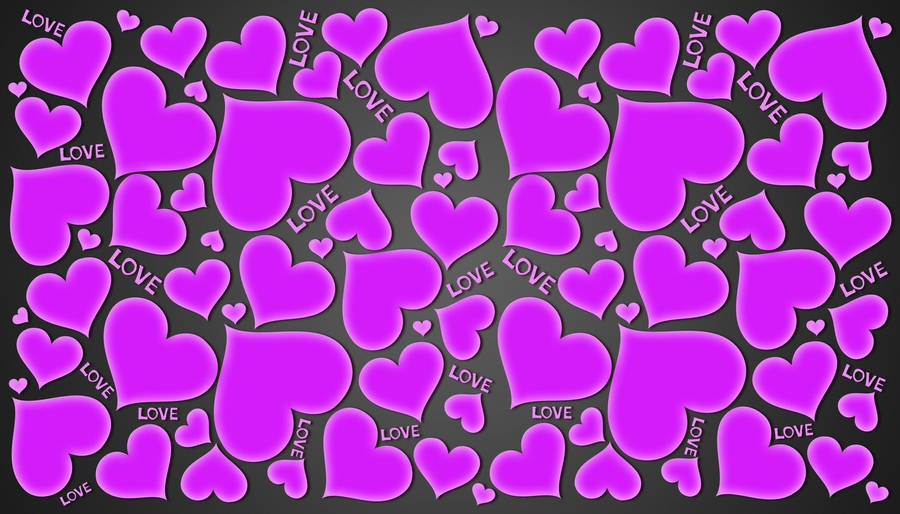 Purple Hearts Small And Big Love Wallpaper