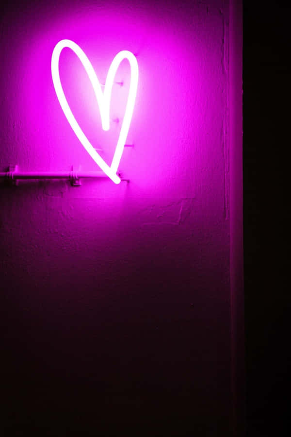 Purple Led Neon Heart Portrait Shot Wallpaper