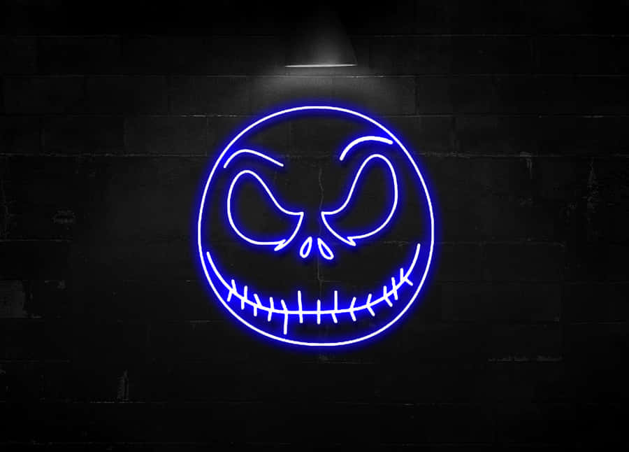 Purple Neon Halloween Face Wallpaper