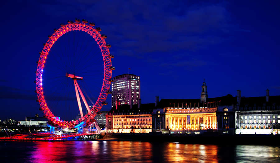 Purple Night Sky Over London Eye Wallpaper