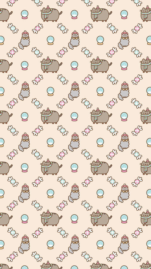 Pusheen Embraces Stormy During An Autumn Stroll Wallpaper