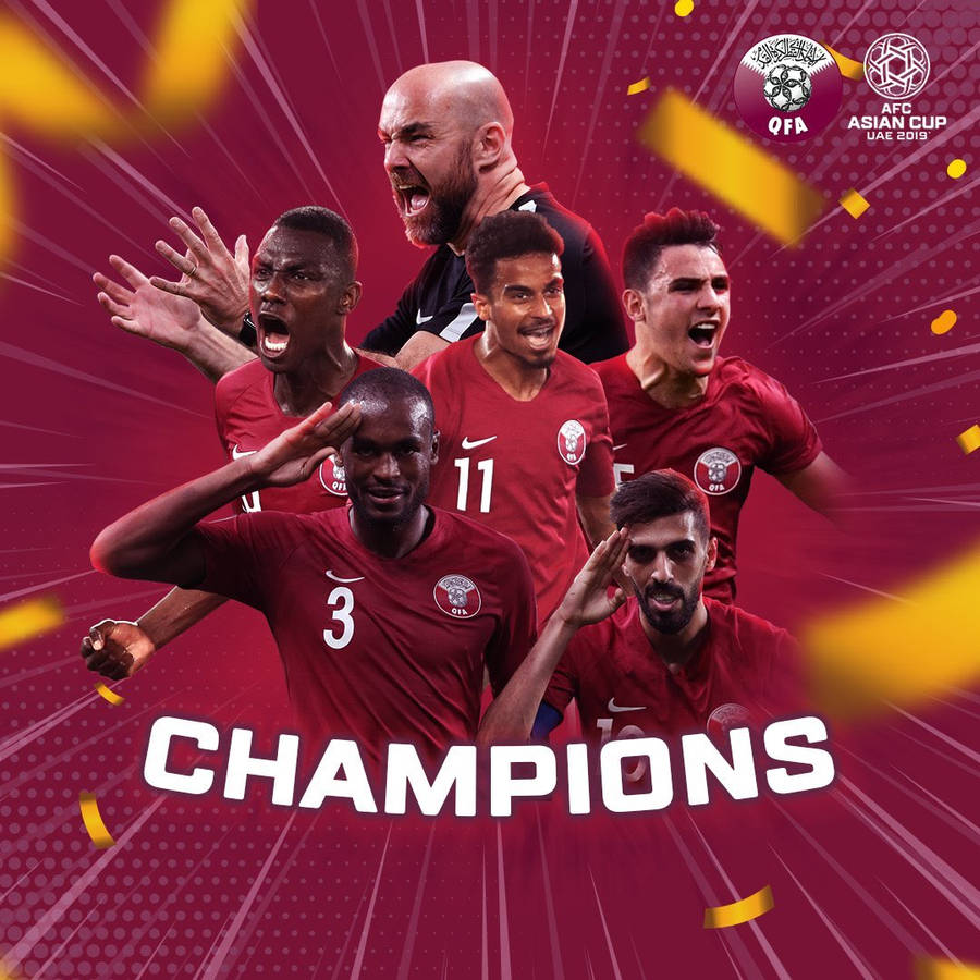 Qatar National Football Team Champions Poster Wallpaper