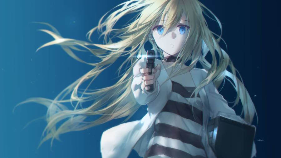 Rachel Angels Of Death With Gun Wallpaper