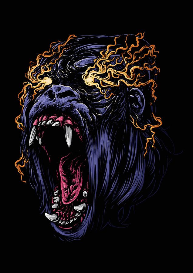 Raging Gorilla Art Wallpaper