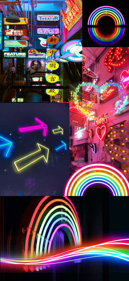 Rainbow Neon Aesthetic 1125 X 2436 Wallpaper