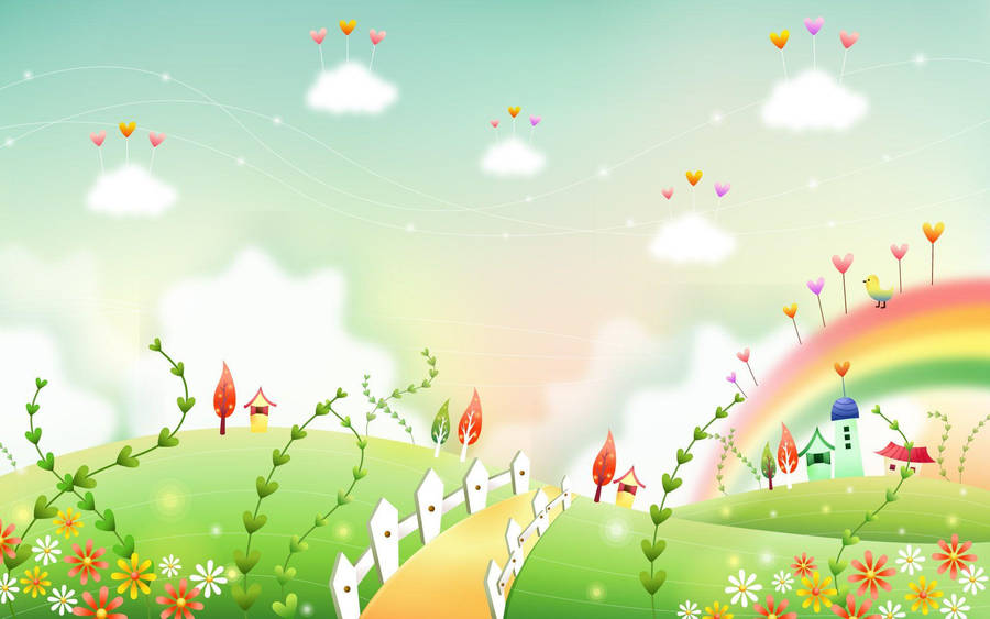 Rainbow Town Clipart Wallpaper