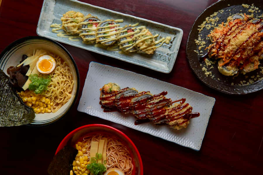 Ramen Soup And Sushi Wallpaper