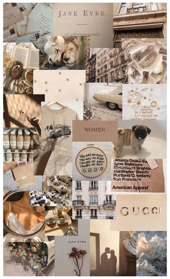 Random Beige Aesthetic Collage Wallpaper