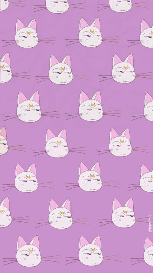 Random Cute Artemis Sailor Moon Pattern Wallpaper