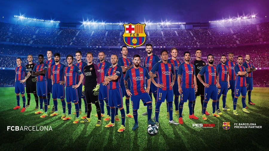 Ready To Win: The Fierce Fc Barcelona Soccer Team Wallpaper