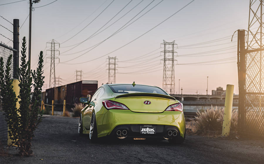 Rear End Yellow Hyundai Genesis Wallpaper