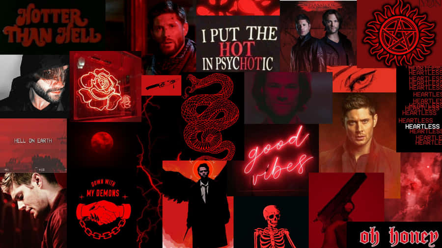 Red Aesthetic Laptop Dean Winchester Wallpaper