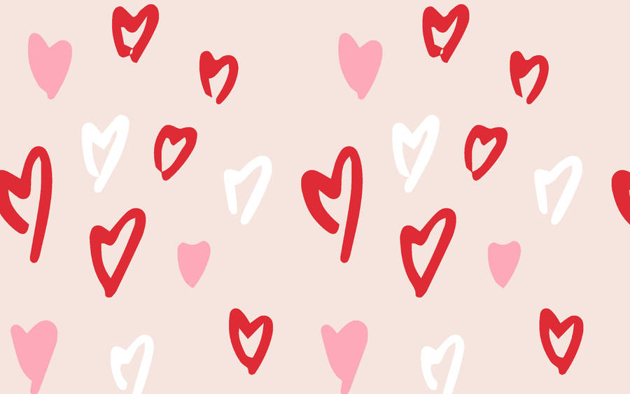 Red And White Aesthetic Heart Valentines Day Desktop Wallpaper
