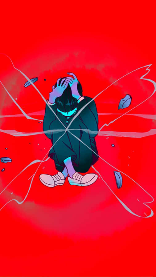 Red Background Mob Psycho Iphone Wallpaper