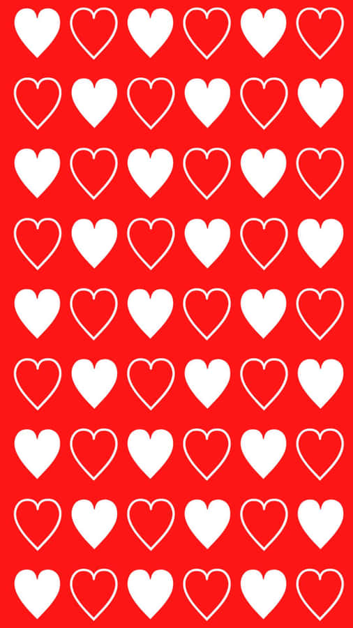 Red Background White Hearts Pattern Wallpaper
