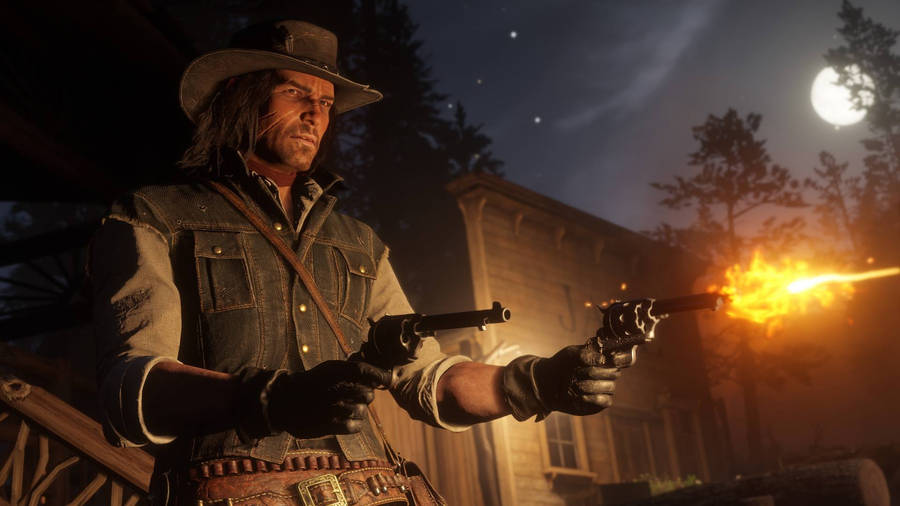 Red Dead Redemption 2 4k Firing Guns Wallpaper