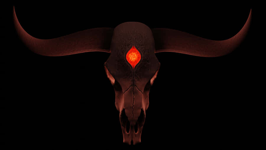 Red Diamond On A Bull Skull Wallpaper