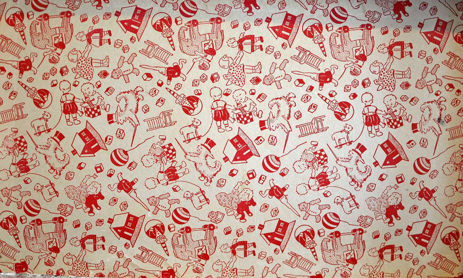Red Drawing In A Vintage Artwork Wallpaper