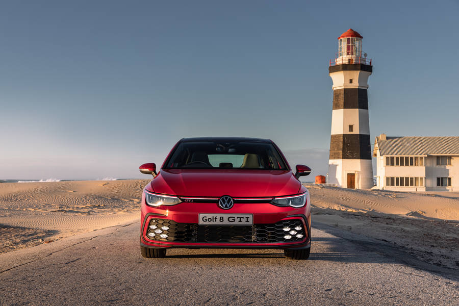 Red Golf Gti Mk8 On Beach Wallpaper