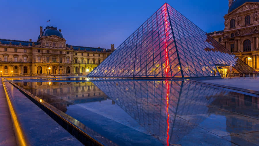 Red Lightning Louvre Museum Wallpaper