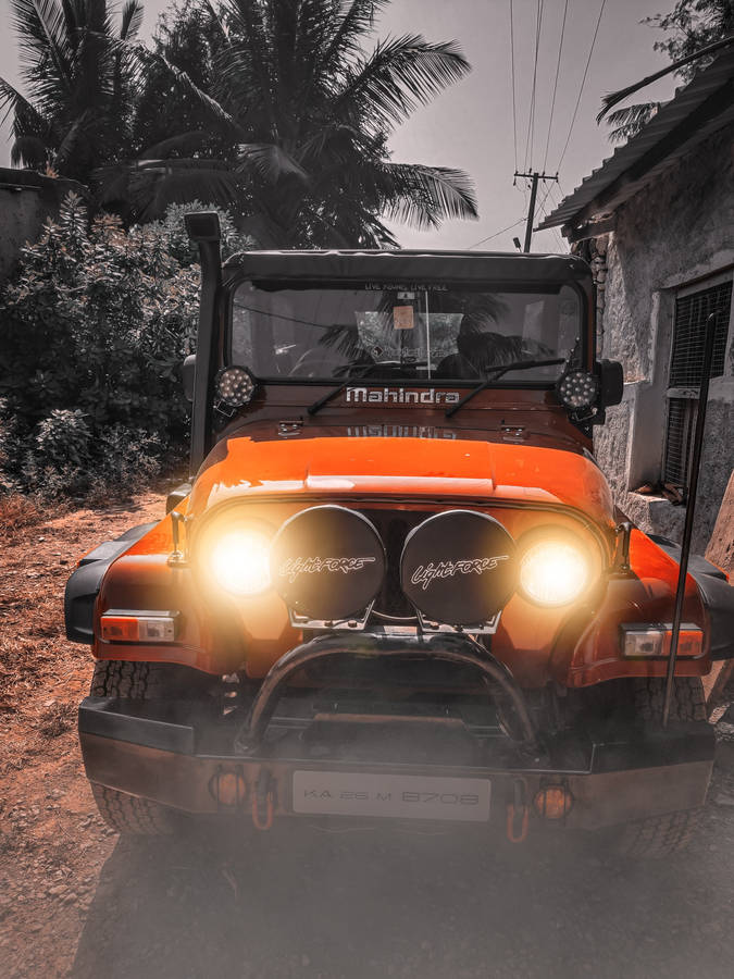 Red Mahindra Thar 4k Wallpaper