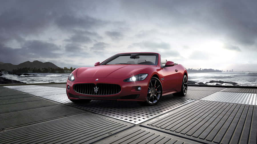 Red Maserati Parked 4k Wallpaper