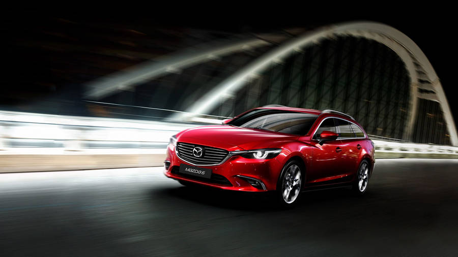 Red Mazda 6 At Night Wallpaper