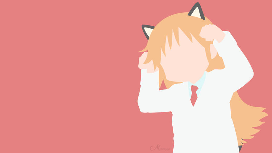 Red Minimalist Nichijou Hakase Cat Wallpaper