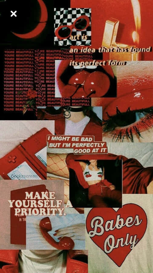 Red Photo Collage Aesthetic Tumblr Wallpaper