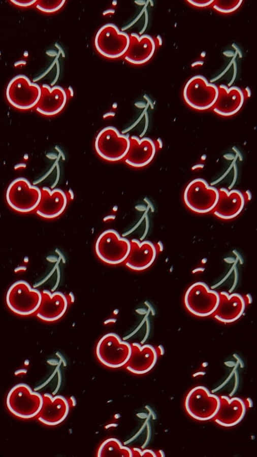 Red Retro 80s Aesthetic Cherries Wallpaper