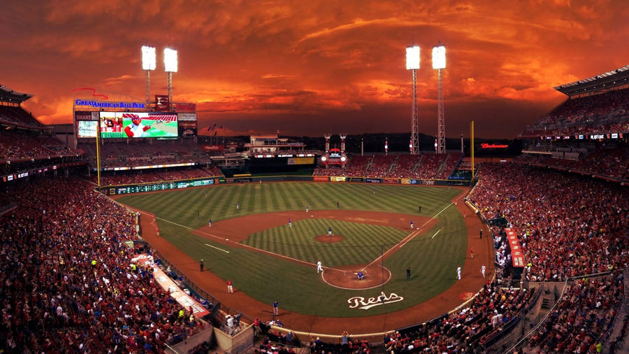 Red Sky For Cincinnati Reds Wallpaper