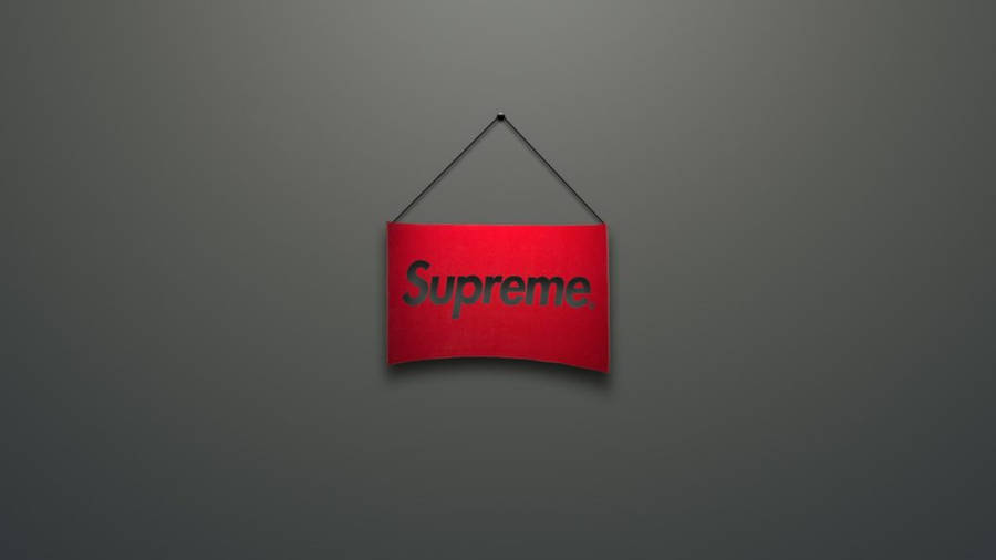 Red Supreme Logo On Gray Wallpaper