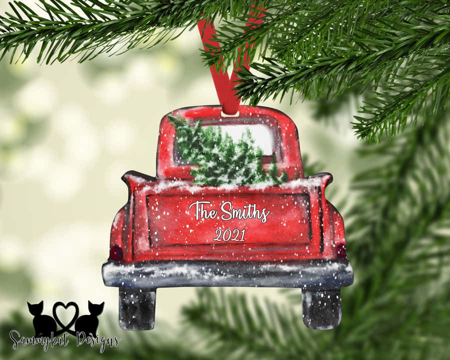 Red Truck Christmas Ornament Wallpaper