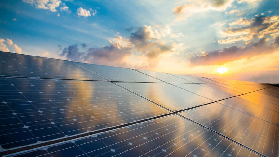 Reflections Of Clouds On Solar Panels Wallpaper