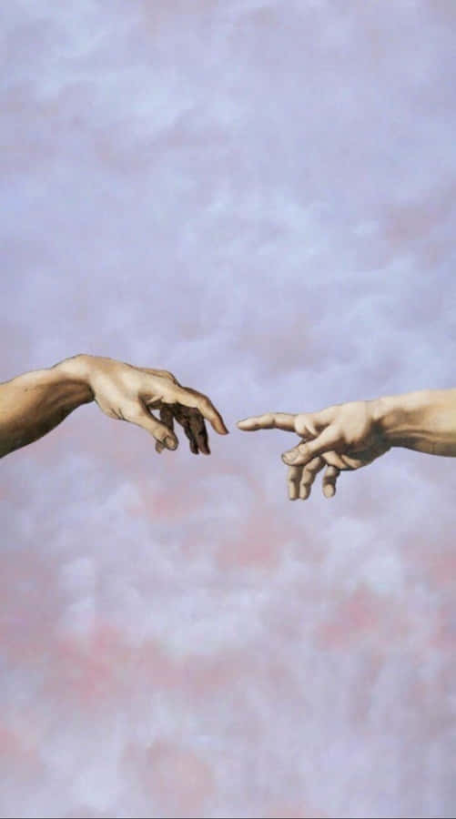 Renaissance Aesthetic Creation Of Adam Hands Wallpaper