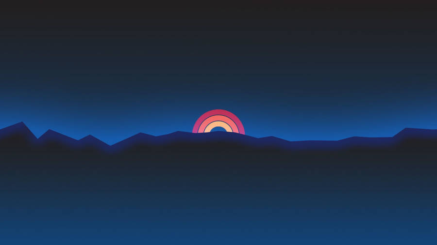 Retro 4k Rainbow Blue Landscape Wallpaper