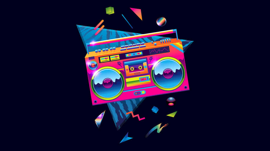 Retro_80s_ Boombox_ Vector_ Art Wallpaper