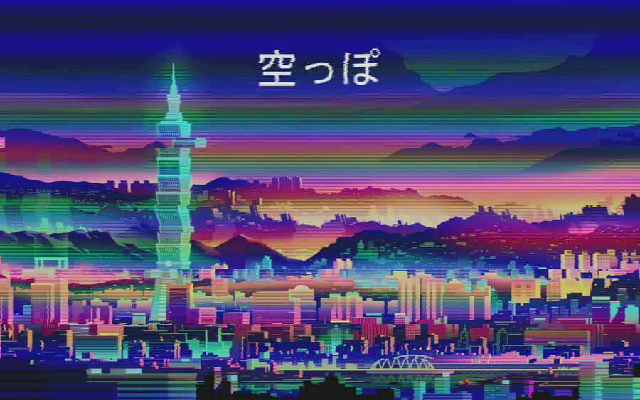 Retro Anime City 80s Aesthetic Digital Art Wallpaper