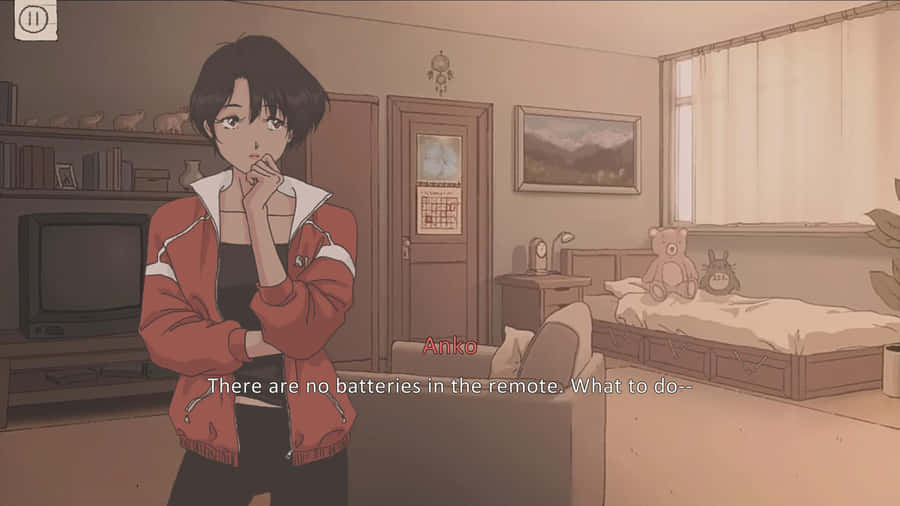 Retro Anime Thinking Girl Wallpaper