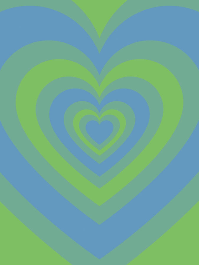 Retro Blue-green Wildflower Heart Wallpaper