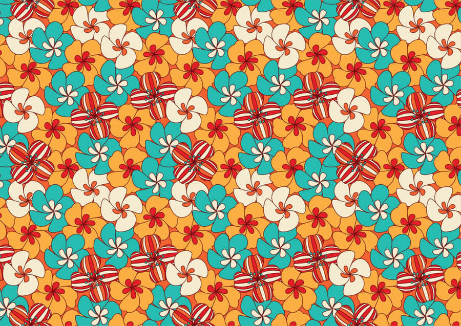 Retro Floral Pattern70s Style Wallpaper