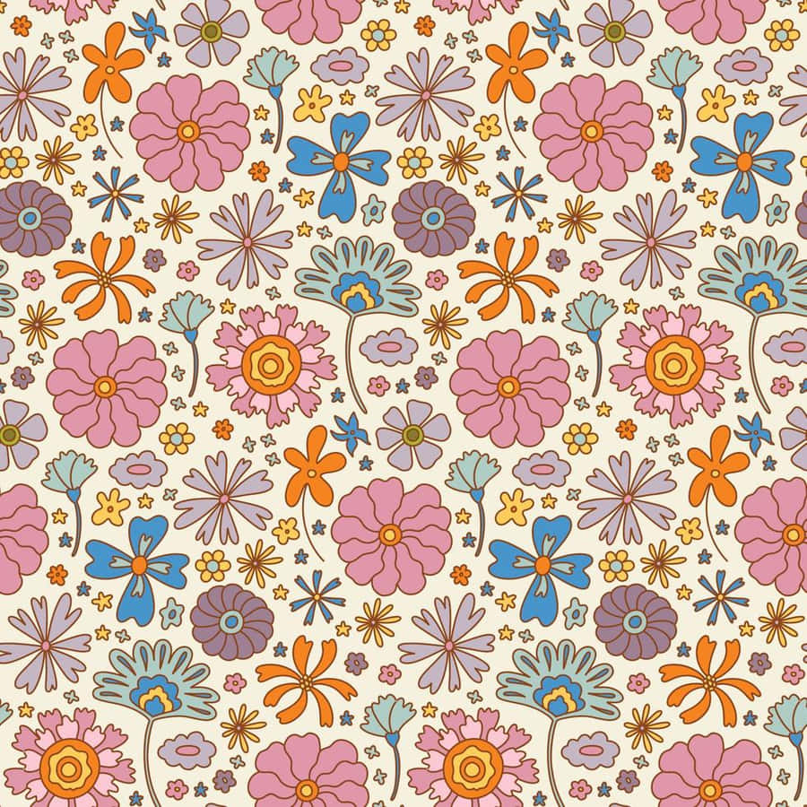 Retro Floral Pattern70s Style Wallpaper